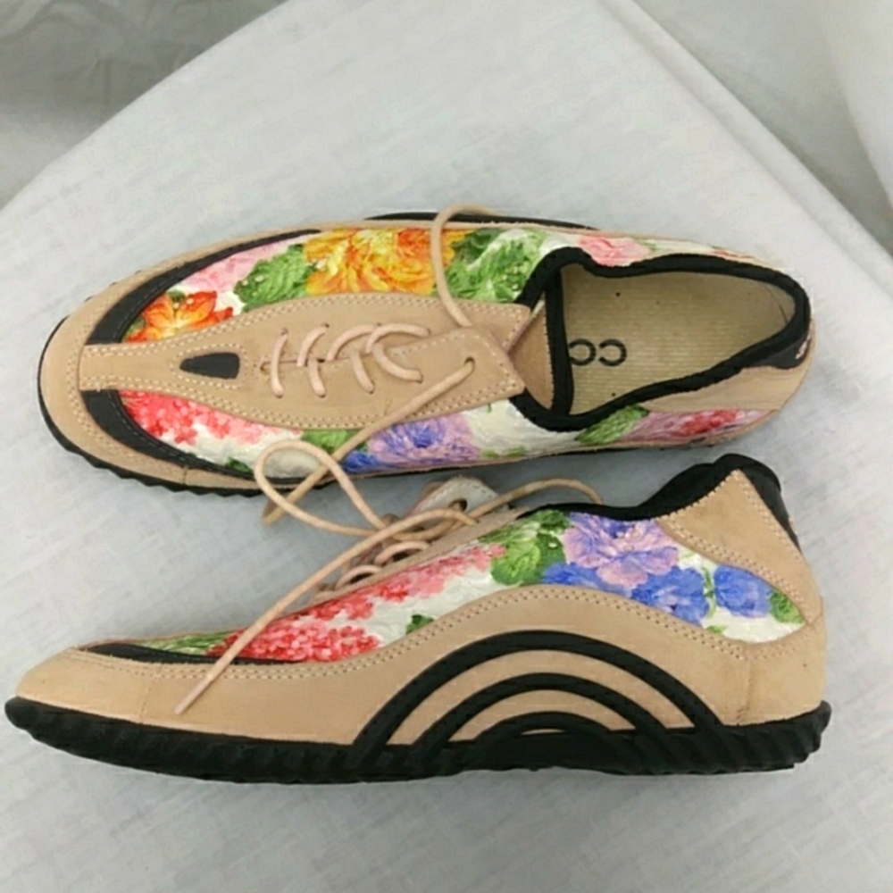 Floral Multicolor Athletic Sneakers - Women's Lace-Up Comfort